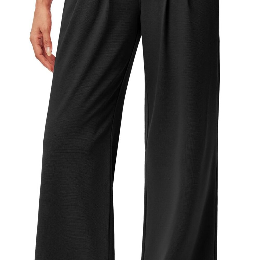 Wide Leg Pull-On Work Pants High Waisted Stretchy Business Casual